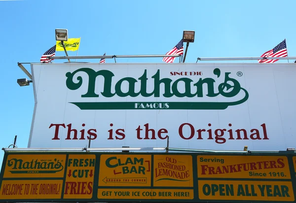 The Nathan s original restaurant sign — Stock Photo, Image