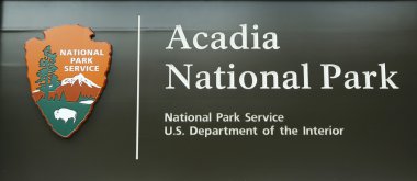 Acadia National Park sign in Maine clipart