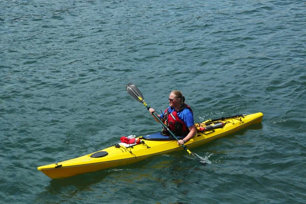 Sea kayaks ready for tourists in Bar Harbor, Maine — Stock Photo, Image