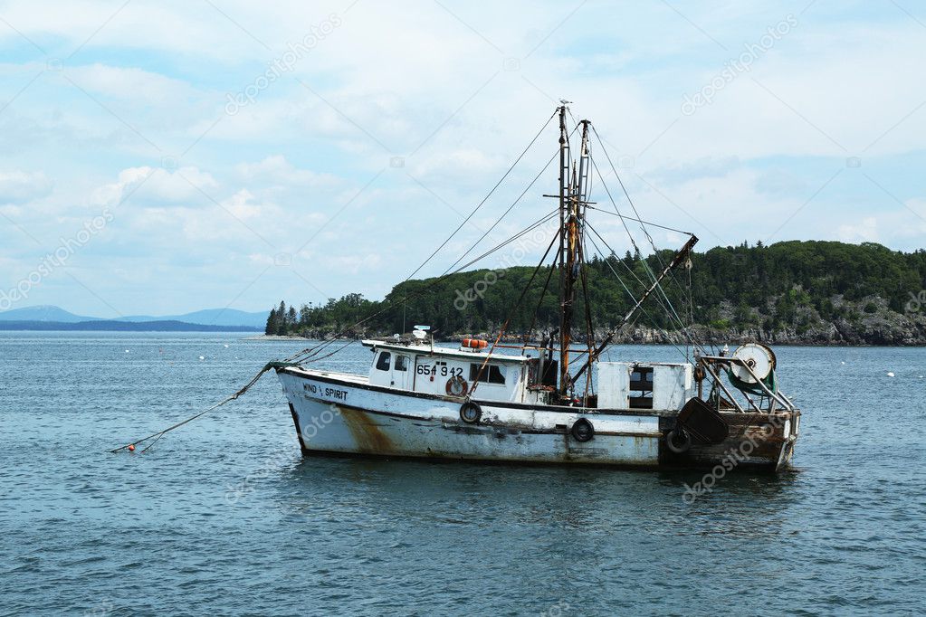 Lobster boat at French Bay near Bar Harbor, Maine