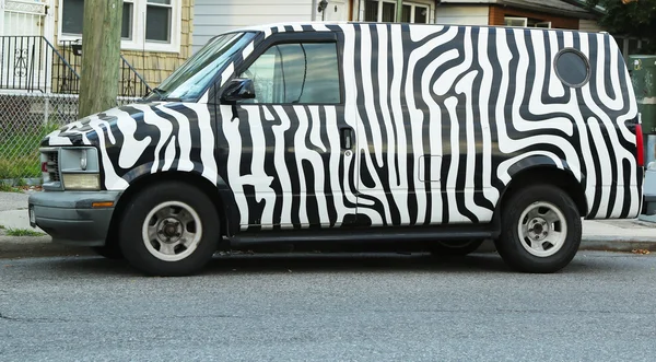 Zebra painted van — Stock Photo, Image