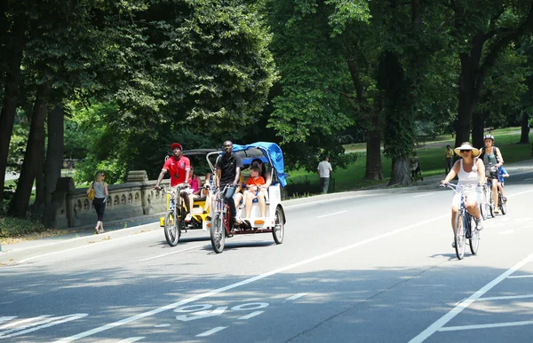 Fietsers in central park — Stockfoto