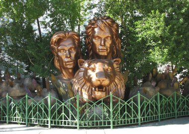 Siegfried and Roy statue at the The Mirage Casino in Las Vegas clipart