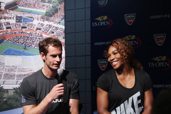 US Open 2012 champions Serena Williams and Andy Murray at the 2013 US Open Draw Ceremony