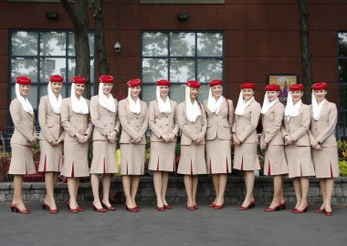 Emirates havayolu uçuş görevlileri billie jean, ulusal Tenis merkezi sırasında bize açık 2013 Kral.