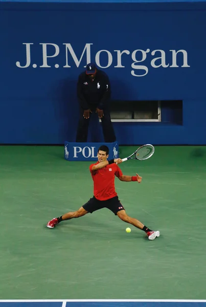 Finalista do US Open 2013 Novak Djokovic durante sua última partida contra o campeão Rafael Nadal — Fotografia de Stock