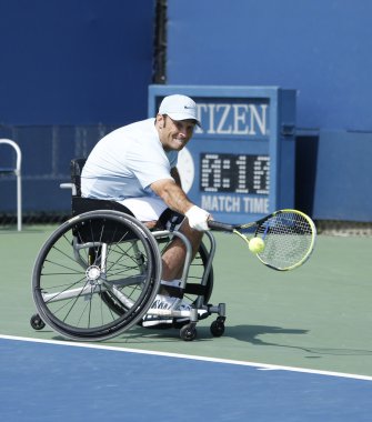 tenisçi david wagner onun ABD sırasında ABD Açık 2013 tekerlekli quad singles uyan billie jean king Ulusal Tenis Merkezi