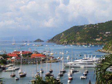 Havadan görünümü gustavia Harbor Mega Yatlar st barts, Fransız Batı Hint Adaları