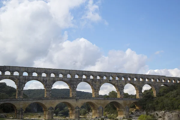 The Pont du Gard, ancient Roman aqueduct bridge build in the 1st century AD — Stock Photo, Image