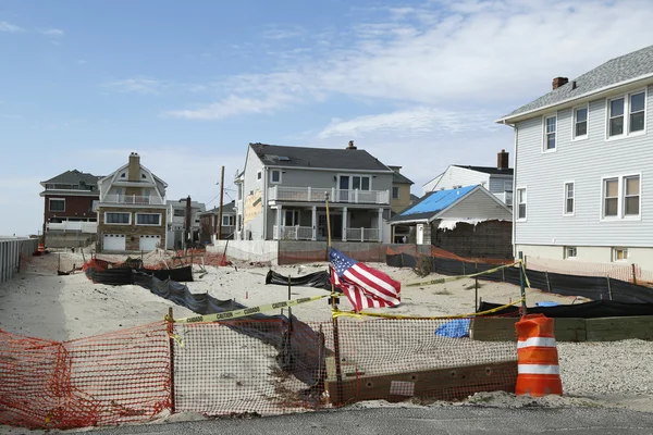 Destroyed beach property in devastated area one year after Hurricane Sandy — Stock Photo, Image