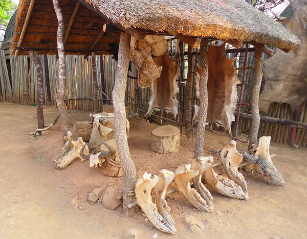 Im Inneren des großen Kraals im Dorf Shakaland Zulu, Südafrika — Stockfoto