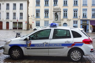 Municipal police car in Lyon, France clipart