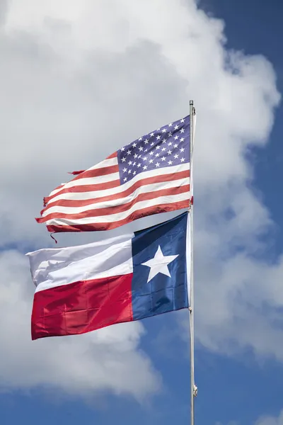 Amerikan bayrağı ve texas Cumhuriyeti bayrağı — Stok fotoğraf