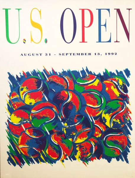 Cartel del US Open 1992 en exhibición en el Billie Jean King National Tennis Center — Foto de Stock