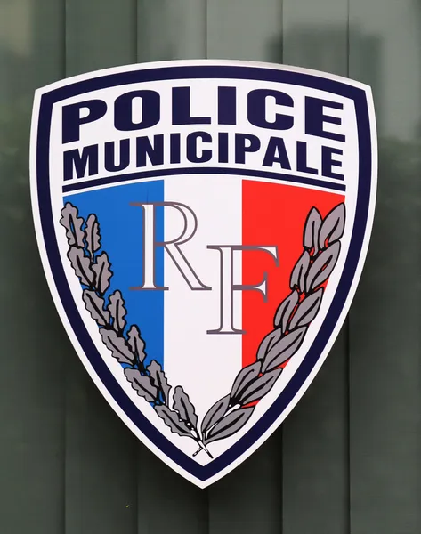 Municipal police sign in Lyon, France — Stock Photo, Image