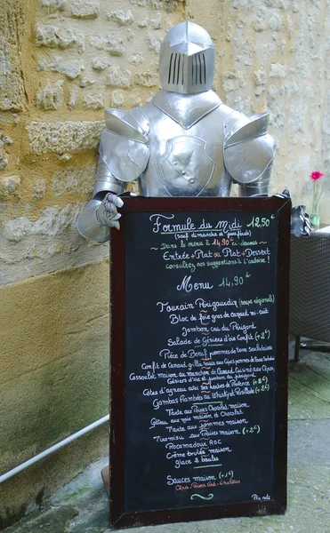 Menu no restaurante local em Sarlat, França — Fotografia de Stock