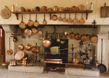 Fransa'daki chateau de pommard şaraphane, eski mutfak