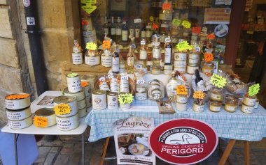 Local artisan produce store in Sarlat, France clipart