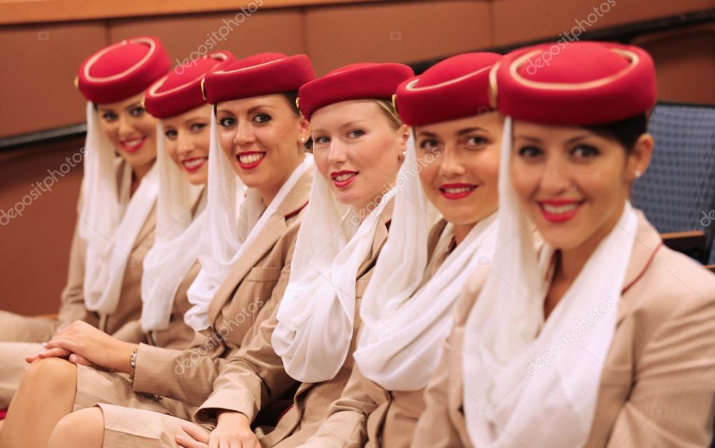 Emirates Airline flight attendants at the Billie Jean King National Tennis Center during US Open