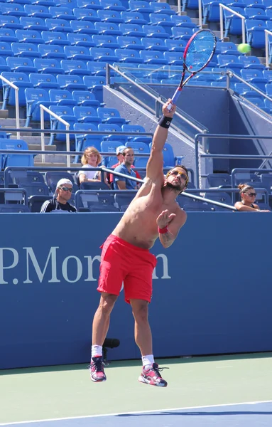 Professionell tennis spelare janko tipsarevic praxis för oss öppna 2013 på billie jean king national tenniscenter — Stockfoto