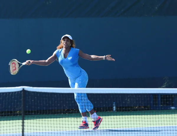 Die sechzehnfache Grand-Slam-Siegerin Serena Williams trainiert für das Open 2013 im Billie Jean King National Tennis Center — Stockfoto