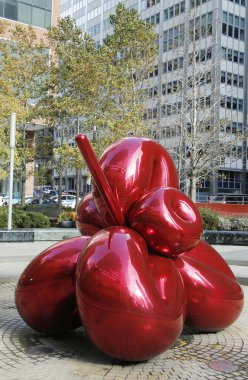 kırmızı balon çiçek tarafından jeff koons manhattan 7 Dünya Ticaret Merkezi