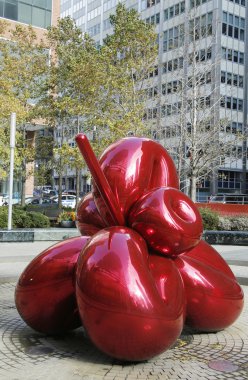 Red Balloon Flower by Jeff Koons at 7 World Trade Center in Manhattan clipart