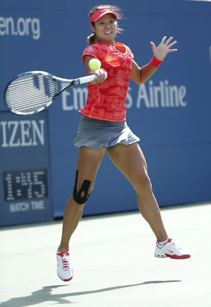 大满贯冠军李娜在四分之一决赛中的匹配在我们打开 2013 反对叶卡捷琳娜玛卡洛娃在比利 · 吉恩 · 金国家网球中心 — 图库照片