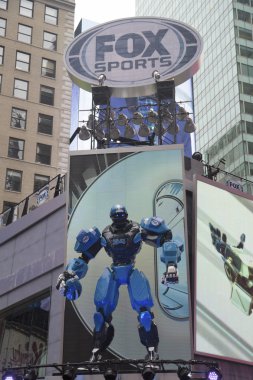 spor yayın set inşaat devam super bowl xlviii haftasında Manhattan'da times Meydanı'nda tilki