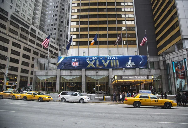 Sheraton new york begrüßt Besucher während der Super Bowl xlviii week in manhattan — Stockfoto