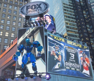 super bowl xlviii haftasında Manhattan'da spor yayın times Meydanı sette tilki