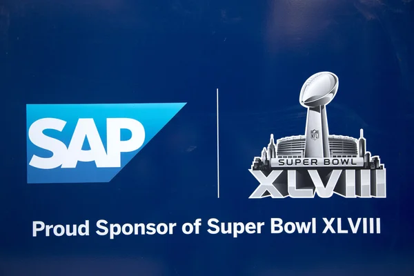 SAP Super Bowl XLVIII billboard on Broadway during Super Bowl XLVIII week in Manhattan — Stock Photo, Image