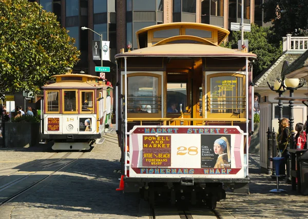 Kabelbaan op hyde en strand terminal in san francisco — Stockfoto