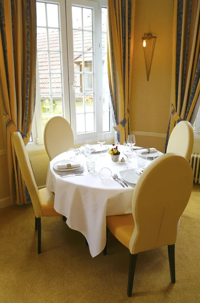 Table set for dining in french restaurant — Stock Photo, Image