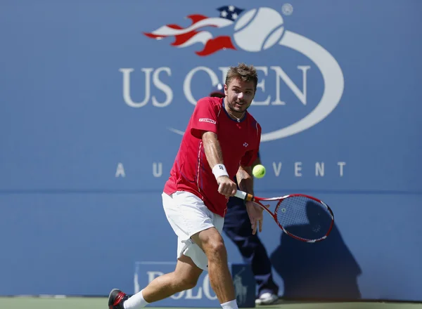 Professionele tennis speler stanislas wawrinka tijdens de halve finale match op ons open 2013 tegen novak Đoković — Stockfoto