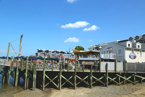 Restauracja serwująca homara portowe w zabytkowy bar harbor — Zdjęcie stockowe