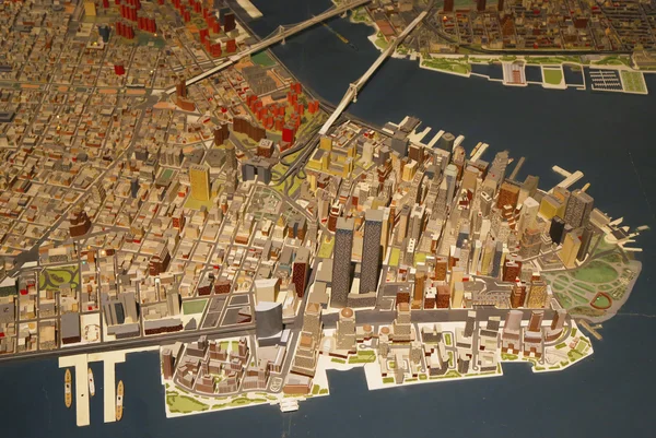 Нижний Манхэттен в Нью-Йорке Панорама в музее Квинса — стоковое фото