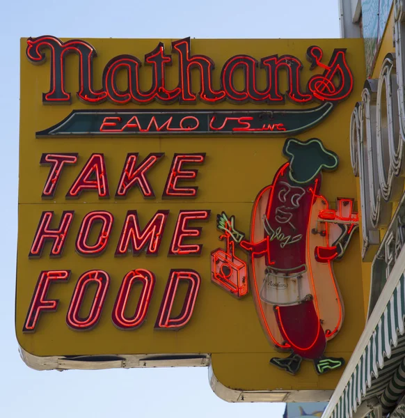 The Nathan's original restaurant sign — Stock Photo, Image