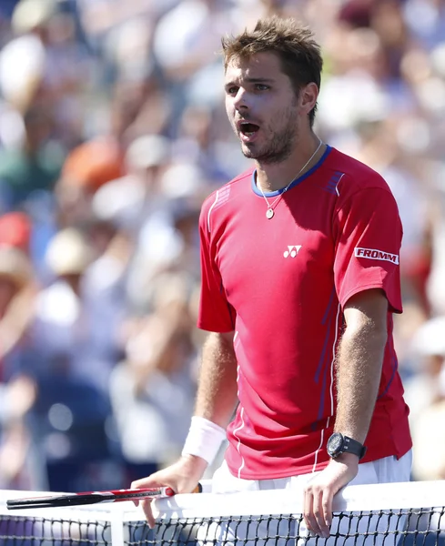 Tenisista gracz stanislas wawrinka podczas półfinału meczu u nas otwarte 2013 — Zdjęcie stockowe