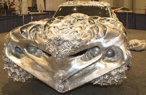3D Printed Liquid Metal Ford Gran Torino Car by artist Ioan Florea on display at the 2014 New York International Auto Show — Stock Photo, Image