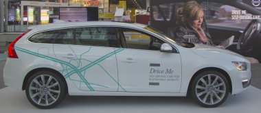 Volvo V60 self-driving car at the 2014 New York International Auto Show clipart
