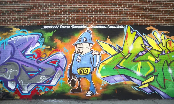 Malowidło ścienne w wschodniej dzielnicy williamsburg brooklyn, Nowy Jork — Zdjęcie stockowe