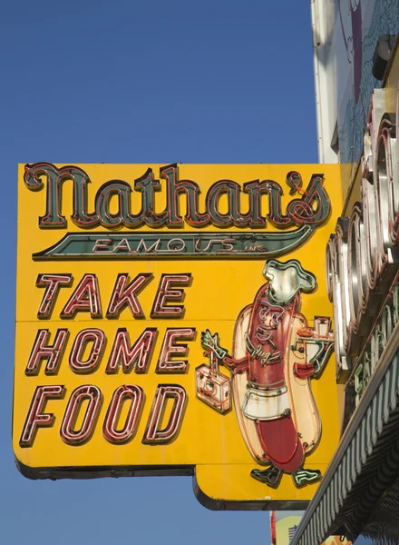 The Nathan's original restaurant sign — Stock Photo, Image