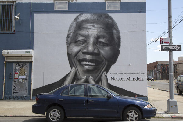 Nelson Mandela mural in Williamsburg section in Brooklyn