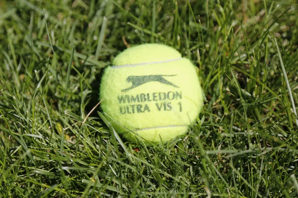 Slazenger wimbledon tennisboll på gräs tennisbana — Stockfoto