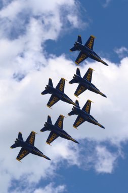 US Navy Blue Angels F-18 Hornet planes perform in air show during Fleet Week 2014 clipart
