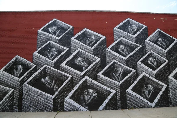 Malowidło ścienne w brooklyn — Zdjęcie stockowe