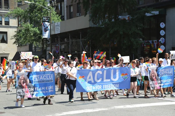 LGBT Pride Parade participants in New York City — Stock Photo, Image