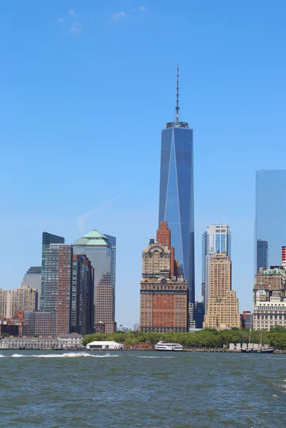 Panorama do horizonte de Lower Manhattan da Ilha dos Governadores — Fotografia de Stock