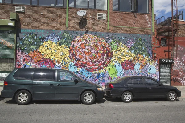 Muurschildering in Williamsburg sectie in Brooklyn — Stockfoto